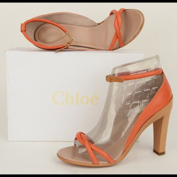 CHLOE SHOES STRAPPY SANDALS 'CALENDULA' LEATHER HIGH HEEL sz 41 US 10.5 - Picture 9 of 10